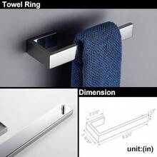 Brushed Nickel Bathroom Hardware Set 4 Pieces, Bath Towel Holder Set SUS304 Stainless Steel, Towel Racks Set For Wall Mount, Square Bathroom Accessories Set Towel Bar Heavy Duty - White - View 5