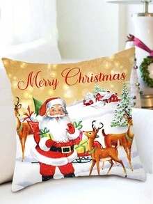 1 Stück Weihnachts Pfirsichkissenbezug, rot-schwarzkariertes Schneeflocken Weihnachtsbaum Stern Hirschmuster, weiches Kissenbezug für Zuhause Sofa Stuhl Weihnachtsschmuck Dekorationen für Weihnachtsfeier, Weihnachtsgeschenke, Kissenfüllung nicht enthalten, Weihnachten