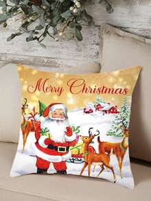 1 Stück Weihnachts Pfirsichkissenbezug, rot-schwarzkariertes Schneeflocken Weihnachtsbaum Stern Hirschmuster, weiches Kissenbezug für Zuhause Sofa Stuhl Weihnachtsschmuck Dekorationen für Weihnachtsfeier, Weihnachtsgeschenke, Kissenfüllung nicht enthalten, Weihnachten