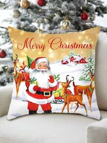 1 Stück Weihnachts Pfirsichkissenbezug, rot-schwarzkariertes Schneeflocken Weihnachtsbaum Stern Hirschmuster, weiches Kissenbezug für Zuhause Sofa Stuhl Weihnachtsschmuck Dekorationen für Weihnachtsfeier, Weihnachtsgeschenke, Kissenfüllung nicht enthalten, Weihnachten