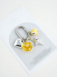 1pc Unisex Heart Shaped Asymmetrical Dice Design Keychain, Bag Pendant Halloween Valentine's Day Valentines Car Accessories Bag Charm