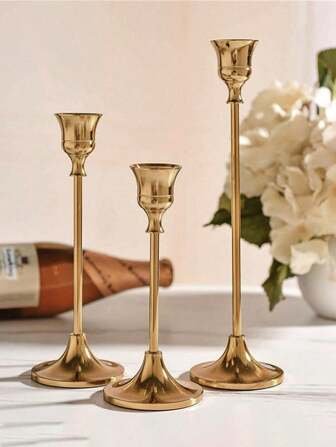 1个/3个/套烛台，欧式浪漫烛台，适用于烛光晚餐拍照道具、结婚纪念日生日装饰、客厅餐桌家居装饰、情人节新年装饰（不含蜡烛）最佳礼物 生日 圣诞节装饰 房间装饰 圣诞节 冬季圣诞装饰 家居圣诞礼物 圣诞装饰