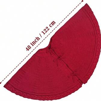 1 pieza Falda para árbol de Navidad de 24/36/48 pulgadas, de lujo y estilo retro en color borgoña, tejida a mano. Cojín suave y firme para el piso que aporta un encanto elegante y rústico ideal para la decoración navideña familiar y un ambiente festivo. Mejor decoración del hogar, decoraciones navideñas, decoración de la habitación, decoraciones navideñas de invierno, regalos de Navidad, decoración navideña