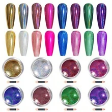 1/8 Hộp Bột Mạ Chrome Gương Bột Lấp Lánh Móng Tay Sắc Tố Bạc Bột Làm Móng Tay Nghệ Thuật Dạng Vảy Gel Đánh Bóng Để Trang Trí Móng Tay - Nhiều màu - Xem 1