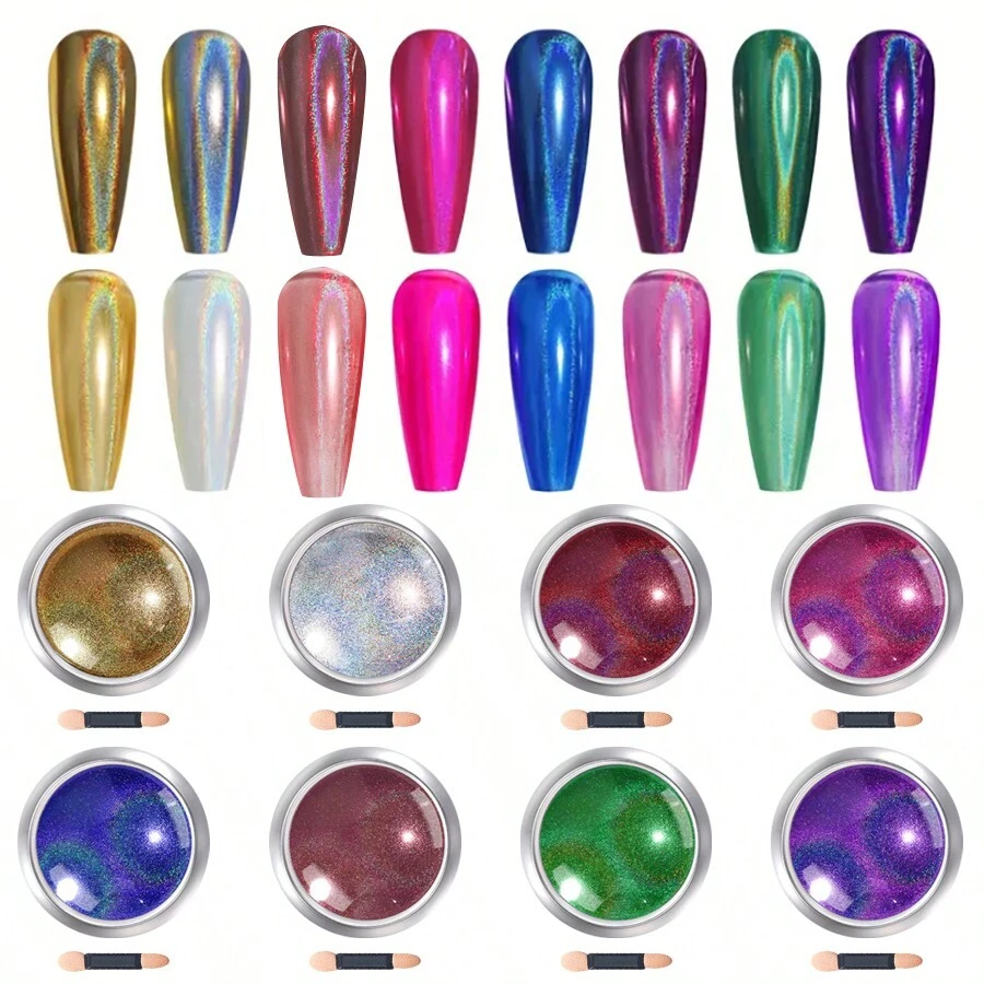 1/8 Hộp Bột Mạ Chrome Gương Bột Lấp Lánh Móng Tay Sắc Tố Bạc Bột Làm Móng Tay Nghệ Thuật Dạng Vảy Gel Đánh Bóng Để Trang Trí Móng Tay - Nhiều màu - Xem 1