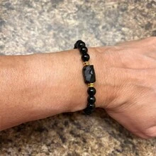 Pulseira de turmalina negra bruta, 1 peça, proteção poderosa, aterramento, equilíbrio emocional, pulseira feminina de contas de 6 mm