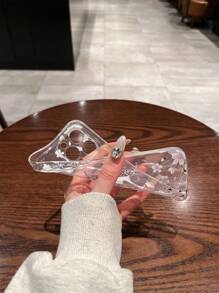 1 pezzo Custodia telefonica trasparente anti-caduta in TPU con copertura completa, stampa UV a colori con lettera M e tappo antipolvere placcato in metallo a forma di lettera M, compatibile con /Redmi/Honor