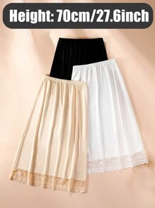 3 pièces/1 pièce, intérieur pour femmes, antistatique et anti-reflet, couleur unie, plusieurs tailles, bord plat, style dentelle, doublure, mi-corps, jupon, jupe taille, ceinture taille été, école automne, automne, Halloween