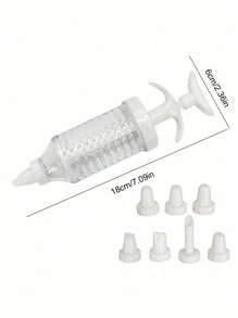 1 套甜点装饰注射器套装、裱花蛋糕装饰套件、用于纸杯蛋糕装饰、泡芙制作、喷嘴饼干裱花注射器套件、甜点装饰器、蛋糕装饰工具、蛋糕烘焙工具、厨房用品