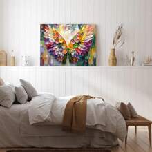 1pc Flower Wing Angel Wing Oil Painting Printed Poster, Framed Home Decoration Painting, Perfect Gift For Beautiful Girls, Suitable For Hanging Bedroom, Dining Room, Living Room, Bathroom Wall Decoration, Ideal Wall Art Decoration - 彩色 - 查看 8
