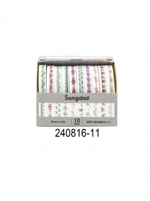 10 Cuộn/Hộp, Băng Keo Washi Họa Tiết Hình Học Cổ Điển, Cuộn Nhãn Dán Thiết Kế Sáng Tạo Đơn Giản, Tươi Mát Và Đơn Giản, Vật Liệu Trang Trí Nền Sổ Kế Hoạch Tự Làm, Băng Keo Che Thời Trang Và Tinh Tế, Trang Trí Sổ Lưu Niệm Trở Lại Trường Học - Nhiều màu - Xem 18