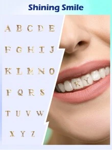 novani 1pc 3D English Letters Tooth Gems Kit Teeth Jewelry Super Shiny Teeth Decoration Accessory Y2k