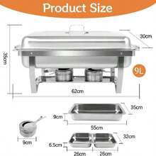 BriSunshine Chafing Dish Set, Wärmebehälter für Speisen, 9L Edelstahl Warmhaltebehälter Essen, Speisenwärmer für Buffet, Partys, Hochzeiten (4PCS, 8 x GN 1/2)