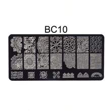 1 pieza Plancha de impresión para arte de uñas, con patrón simétrico de flores, hojas, mariposas, coronas, corazones y diseños de pareja en lámina dorada, plantilla de impresión DIY para arte de uñas, adecuada para mujeres y salones de uñas - Azul - Ver 9