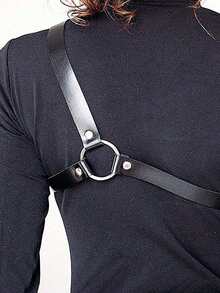 1 件装 女士时尚皮革背带 哥特朋克装饰性感配饰 派对圣诞节 - 黑色 - 查看 3