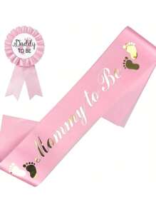 2pcs/Set, Baby Shower Sash And Tinplate Badge, Daddy To Be And Mommy To Be Sash And Tinplate Badge, Elegant Pink And Blue Party Decor Set, Wedding Anniversary Party Supplies, Birthday Party Supplies, Summer Holiday Party Favors, Theme Party Decorations Baby Shower Family Decorations Gifts