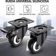 Kit 4 Ruedas De Pvc Rodaja Giratoria Con Frenos 2in Negras para Muebles de y Oficina, Transporte de Carretillas - Negro - Ver 2