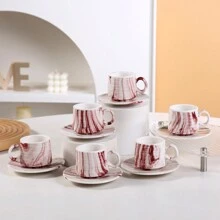 90ml/3.2oz Ceramic Espresso Coffee Cup And Saucer Set, Turkish Coffee Cup And Saucer Set