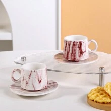 90ml/3.2oz Ceramic Espresso Coffee Cup And Saucer Set, Turkish Coffee Cup And Saucer Set