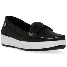 Black Flat Moccasin With Embellishment - Black - View 1