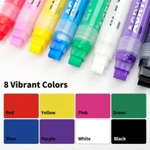 FLYSEA 8 件可水洗汽车车窗标记笔 - 15 毫米大号，三合一笔尖 - 适用于黑板、黑板、玻璃、小酒吧、汽车、菜单板标记返校