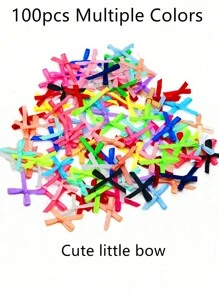 100pcs/Set Colorful Christmas Mini Satin Bow Ribbons, 0.12 Inch Mixed Color, Perfect For DIY Crafts, Hair Clips, Hats, Socks, Gift Wrapping, Apparel, Birthday Party Decorations, Bridal Wedding, Graduation Ceremony And Holiday Scenes,Christmas Valentine Day