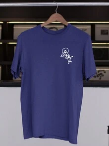 Jesus T-Shirt Religious Minimalist Discreet Evangelical Various Colors 100% Cotton - 藏蓝色 - 查看 2