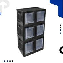 Modular Foldable Organizer With Double Door 75 Liters Large Modular Plastic Closet - 黑色 - 查看 6