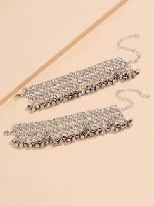 波西米亚风格脚链铃铛，女士最佳朋友脚链 - 銀色 - 查看 3