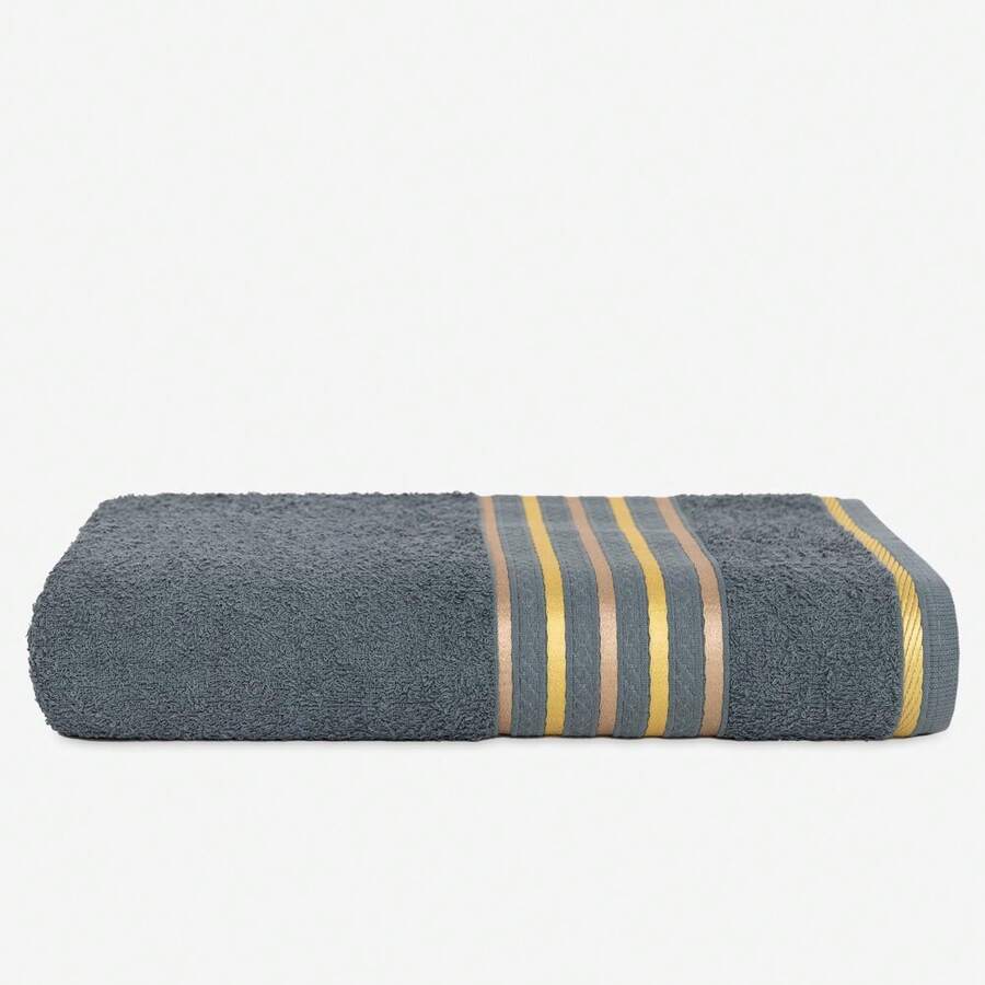 Kit 4 Large Thick Plush Bath Towels 100% Cotton Great Absorption Jasmine 70x140cm - Xám - Xem 1