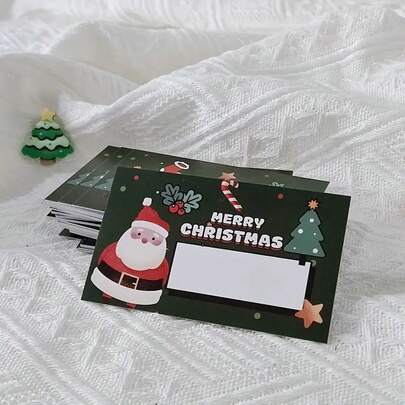 30/20/10 张圣诞刮刮卡，圣诞树上有圣诞老人和冬青叶 - DIY 节日礼券，派对游戏奖品包括幸运刮刮贴纸，圣诞节