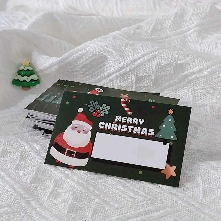 30/20/10 Pcs Christmas Scratch Card, Featuring Santa Claus And Holly Leaves On The Christmas Tree - DIY Holiday Gift Voucher, Party Game Prizes Include Lucky Scratch Stickers,Christmas - Christmas Scratch Tickets - View 1