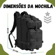 Mochila Militar Tática Impermeável Estilosa 30 Litros Multifuncional Prática - Preto - Visão 7