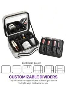Étui à maquillage avec miroir lumineux LED, 3 couleurs de lumière LED, sac à maquillage professionnel, boîte à maquillage pour artiste de beauté, organisateur de vanité avec compartiments amovibles. Cadeau pour anniversaire/fête des mères/vacances. Fournitures de voyage et d'école, essentiels de voyage, trousse de maquillage, accessoires essentiels de vacances, sac cosmétique, sac de maquillage, organisateur de maquillage, rangement de maquillage, fournitures de rentrée scolaire