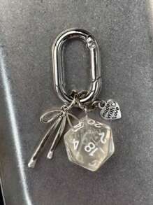 1 pièce Porte-clés dé unisexe nouvelle arrivée créatif, pendentif de boule de billard à 4 branches et en forme de cœur à la mode, breloques de sac lettrage scolaire