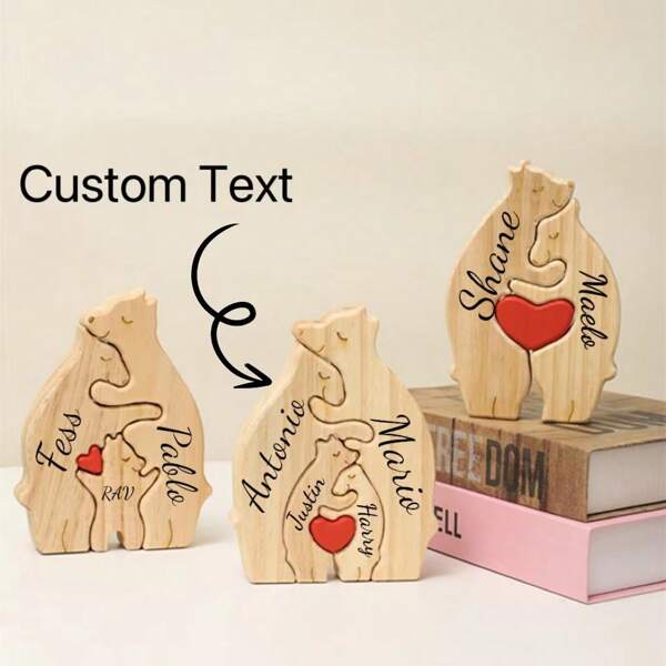 1 Set hölzernes Familienbären-Puzzle, Bär Umarmung Dekoration für Familie, Laser gravierter Name, DIY Holz-Handwerks-Dekoration, personalisiertes hölzernes Kunst-Bären-Familien-Puzzle, Geschenk für Mutter/Vater, Vatertag, Muttertag, Valentinstag, Valentinstag Dekoration, Multifunktional, langanhaltend, schimmelresistent, dekorativ, wiederverwendbar, exquisit, stilvolle, hochwertige, niedliche, moderne, personalisierte, einzigartige Geschenke für ihn, für sie, Freund, Freundin, Vater, Mutter, Familie, Freunde, Sohn, Tochter, Kinder, Küche, Esszimmer, Schlafzimmer, Büro, Wohnzimmer, Zuhause, Garten, Teeraum, für Jahrestage, Geburtstage, Einweihungsparty, Abschluss