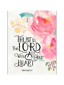 1 件植物圣经诗句海报印刷帆布画蝴蝶花卉基督教壁画励志名言图片适用于家庭房间装饰无框架