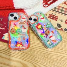 Apple 3D Santa Claus IPhone 15 Pro Max Phone Case, Compatible With Iphone 15 Pro, Full Coverage Laser Engraved Shock-Proof Christmas Reindeer Personalized Creative Protective Cover