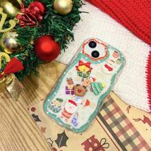 Apple 3D Santa Claus IPhone 15 Pro Max Phone Case, Compatible With Iphone 15 Pro, Full Coverage Laser Engraved Shock-Proof Christmas Reindeer Personalized Creative Protective Cover