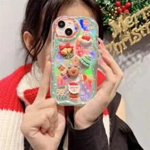 Apple 3D Santa Claus IPhone 15 Pro Max Phone Case, Compatible With Iphone 15 Pro, Full Coverage Laser Engraved Shock-Proof Christmas Reindeer Personalized Creative Protective Cover