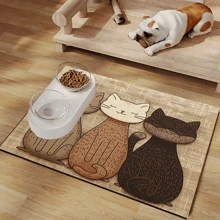 1 件 3 件/套 猫印花宠物喂食垫，高吸水性速干宠物碗垫，易于清洁的宠物餐垫，适合所有季节的宠物，适用于狗窝、猫笼 - 彩色 - 查看 5