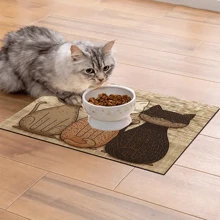1 件 3 件/套 猫印花宠物喂食垫，高吸水性速干宠物碗垫，易于清洁的宠物餐垫，适合所有季节的宠物，适用于狗窝、猫笼 - 彩色 - 查看 7