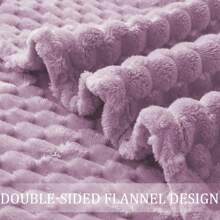 沙发或床用羊毛毯 - 3D 仿龟壳提花装饰毯 - 舒适柔软轻质绒毛法兰绒毯，适合所有季节 - 紫色 - 查看 7