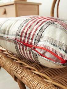 1pc Christmas Plaid Linen Pillow Cover, Farmhouse Decor Checkered Square Cushion Cover For Home Sofa Bedroom Car, Fine Plaid Red, 45x45cm (No Pillow Insert)