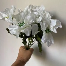 10 件/套逼真单枝人造一品红花适用于家庭办公室圣诞装饰、婚礼生日花束