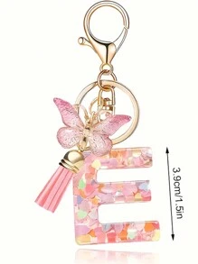 1pc Monograma Letra Inicial Chaveiro Bonito Borboleta Chaveiro Anel Para Carteira Bolsa Fone De Ouvido Estojo Presente Chaveiro Acessórios Pequenos Presentes Y2K