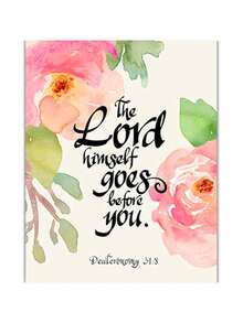 1 件植物圣经诗句海报印刷帆布画蝴蝶花卉基督教壁画励志名言图片适用于家庭房间装饰无框架