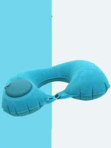 1pc Outdoor Travel Inflatable Pillow, Office Nap Neck Support Cushion, Solid Color PVC Synthetic Leather Inflatable Pillows, All Season Halloween - Multicolor - View 5