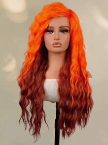 Billowig Orange Gradient Long Curly Wave Layered Synthetic Natural Fluffy Wig For Woman Valentine's Day Party Cosplay Daily Use 28 Inch - 漸層 - 查看 3