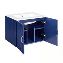 24" Floating Wall Mounted Bathroom Vanity With White Porcelain Sink And Soft Close Doors